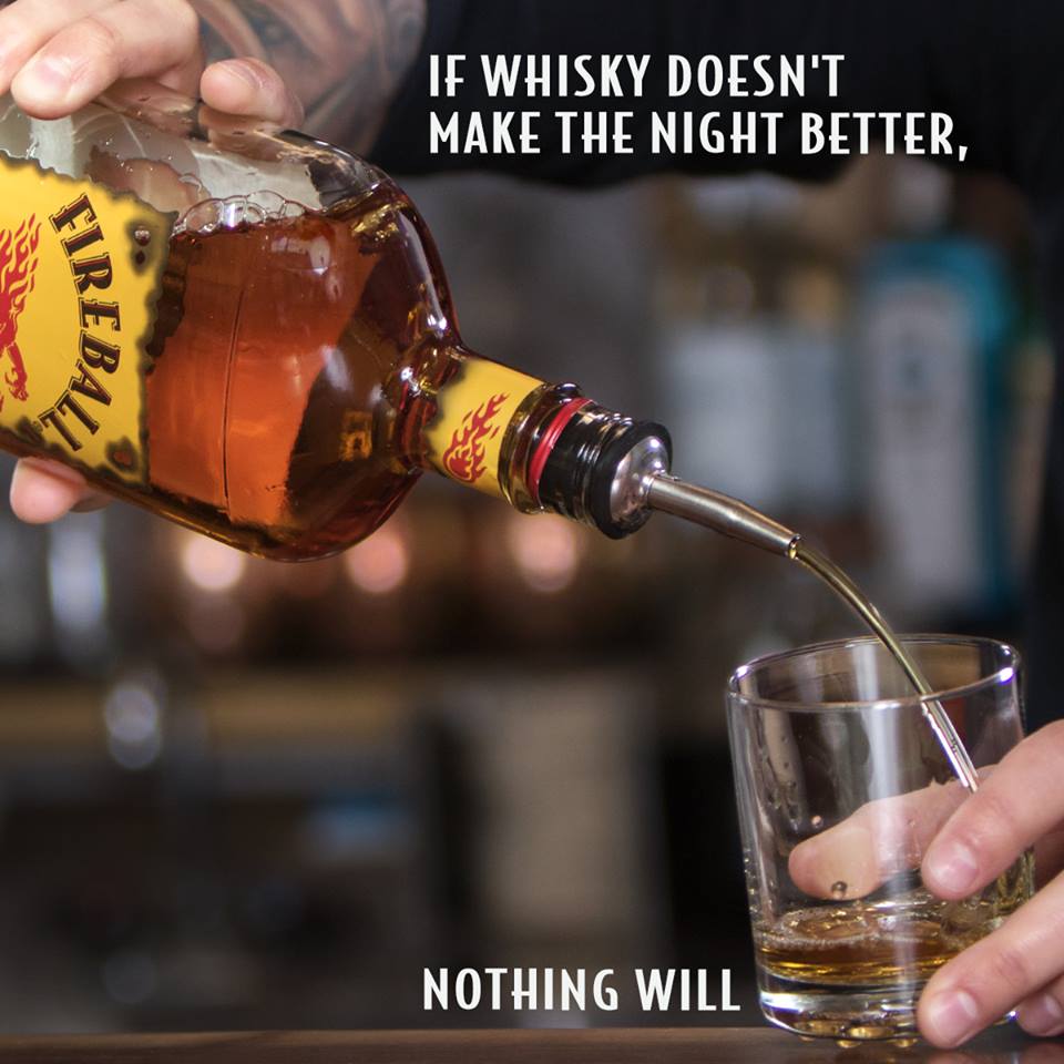 Fireball 33% alcohol by Brown Forman. Alcohol deprivation. – Canceraware