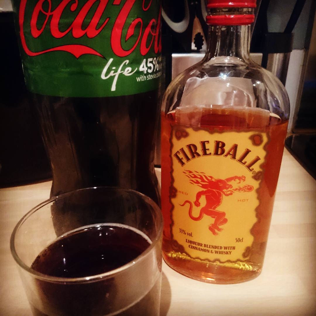 Fireball 33% alcohol with chemicals and Coca Cola – Canceraware